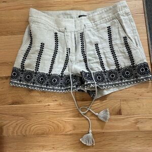 Loft Embroidered Tan and Black Shorts
